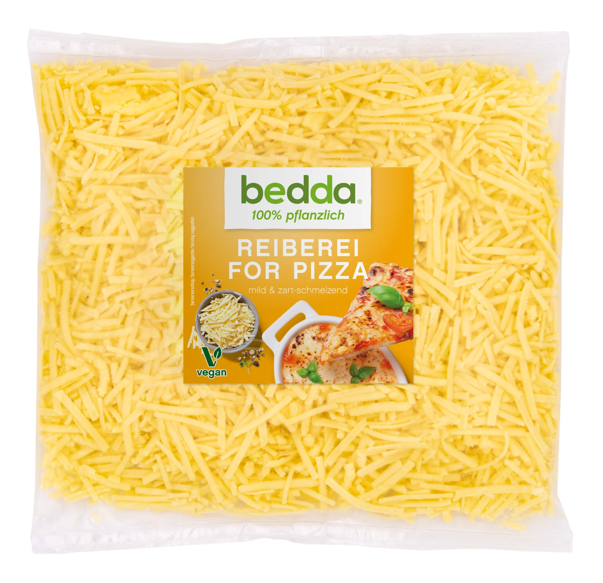 bedda Reiberei for Pizza, 1 kg – vegane Käsealternative zum Schmelzen auf Pizza